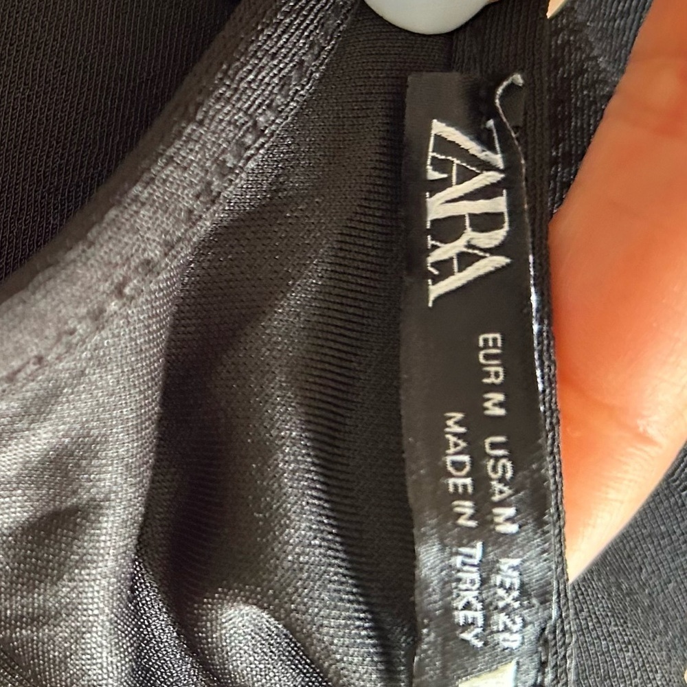 Zara ruched low back black dress ankle lwngthy - Picture 11 of 11